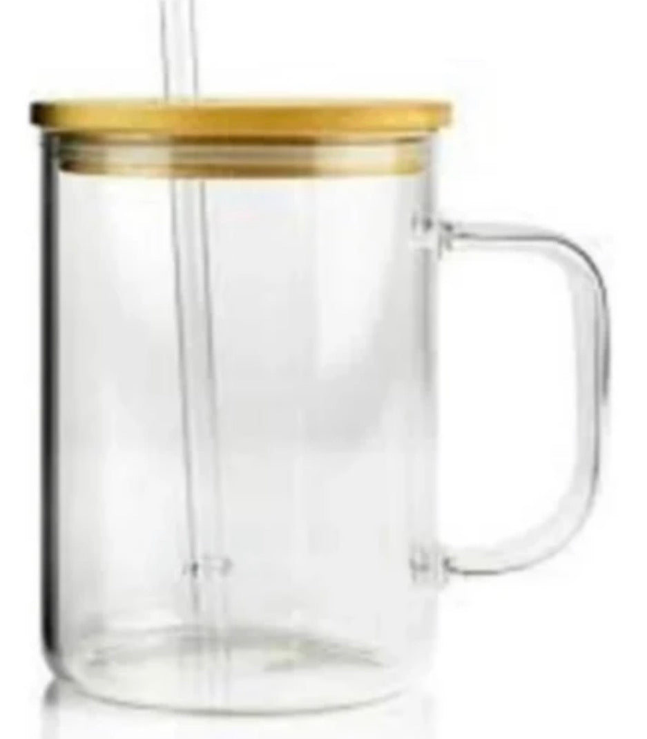 17oz Glass Mug - with Bamboo Lid