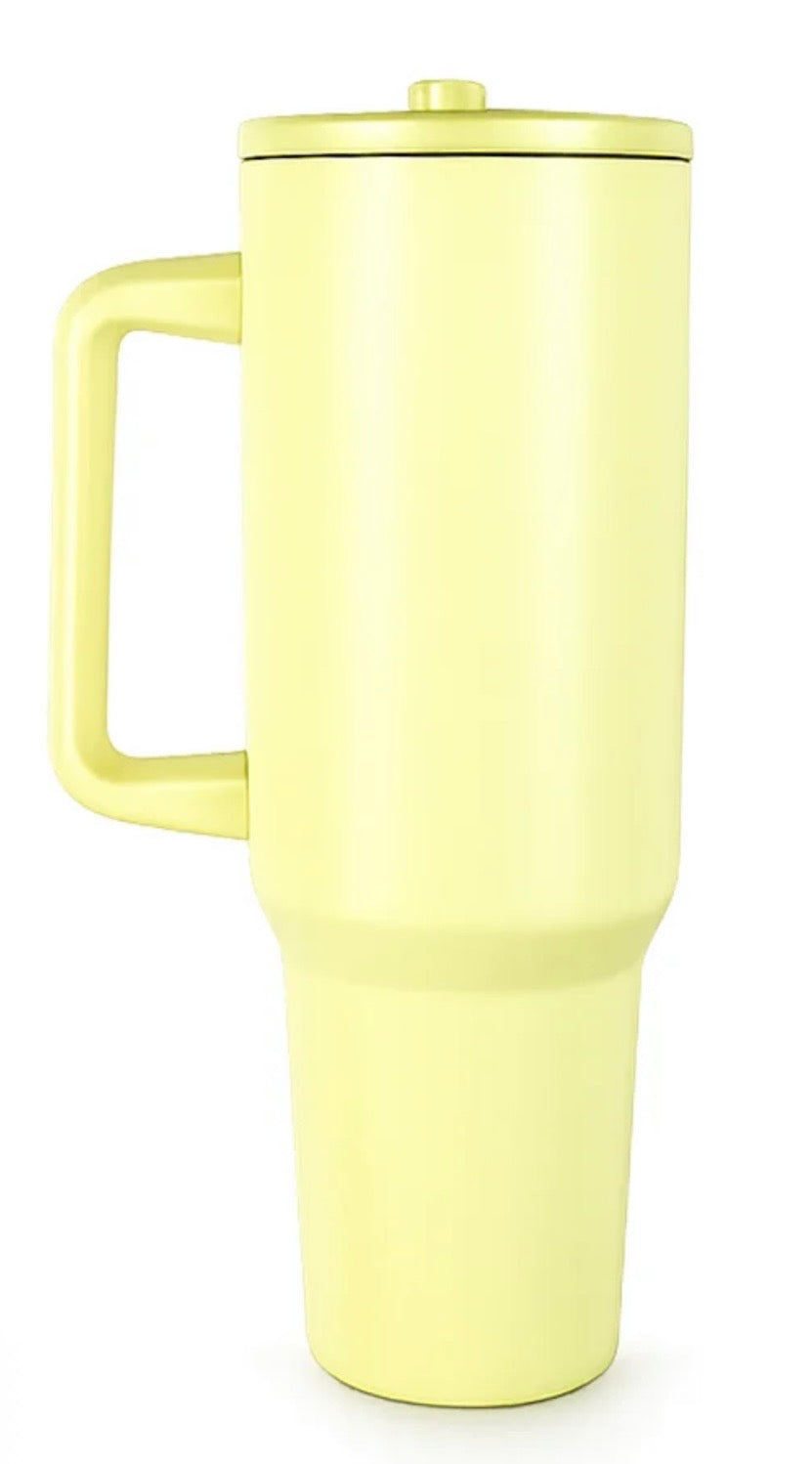 40oz Big Sip Stainless Steel Stanley Style Tumbler  - With Plastic Handle