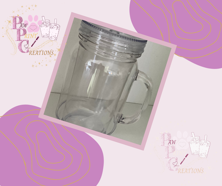 17oz Acrylic Snow Globe Mason Jar With Handle