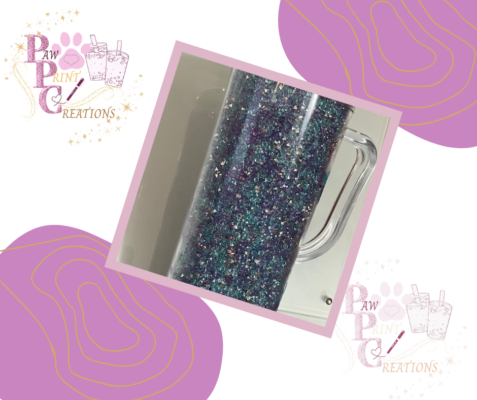20oz Acrylic Snow Globe With Handle  - Filled With Crystal Rhinestones
