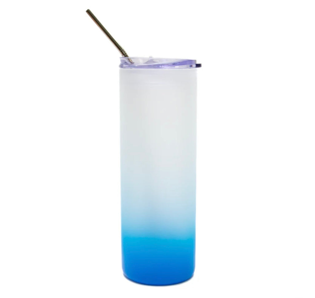 25oz Colour Gradient Frosted Skinny Glass Tumbler
