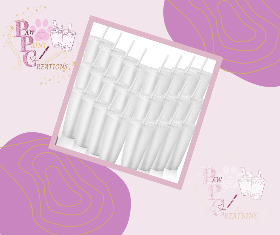 24oz Reusable Clear Plastic Glitter Cups