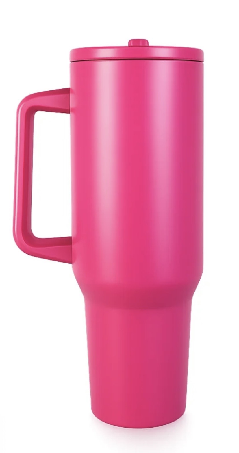 40oz Big Sip Stainless Steel Stanley Style Tumbler  - With Plastic Handle