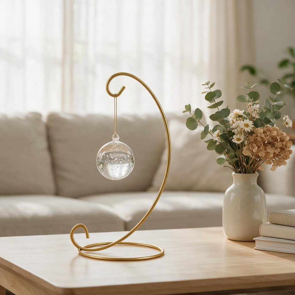 9cm Acrylic Hanging Globe  - with Iron Hanging Hook Holder