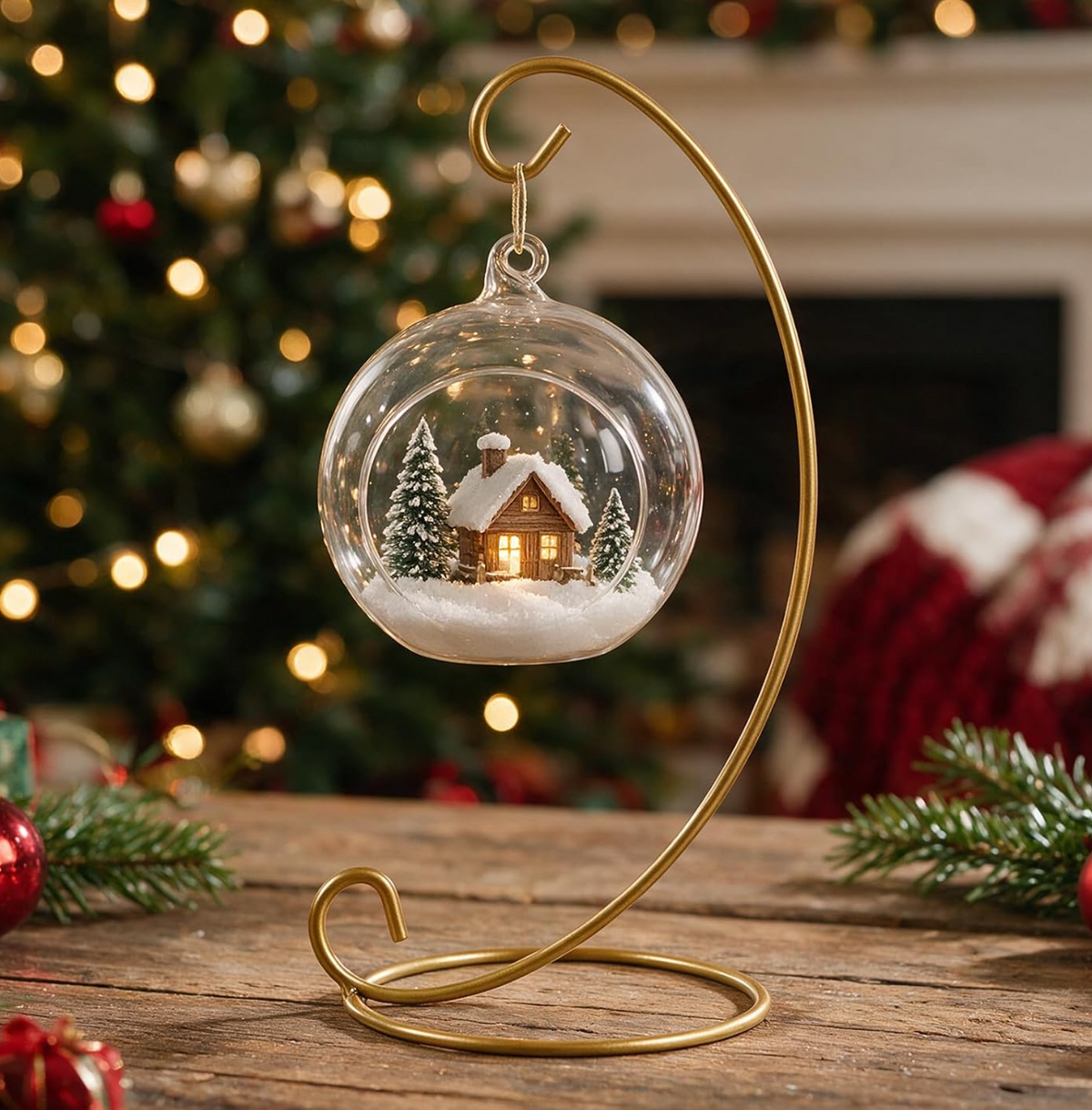 9cm Acrylic Hanging Globe  - with Iron Hanging Hook Holder