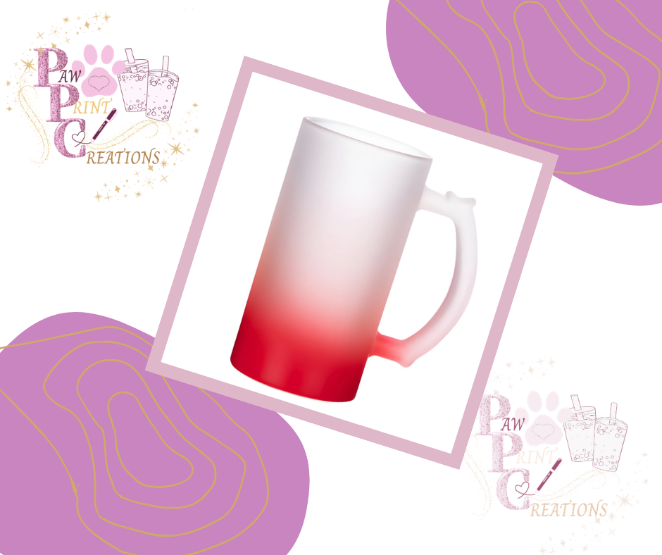 16oz Glass Colour Gradient Sublimation Beer Stein